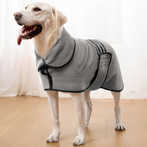 Zorela Hundebademantel, Superweicher Bademantel Hund aus Korallenvlies, Hunde Bademantel Hundehandtuch Extra Saugfähig für nach dem Bad, Strand, Pool
