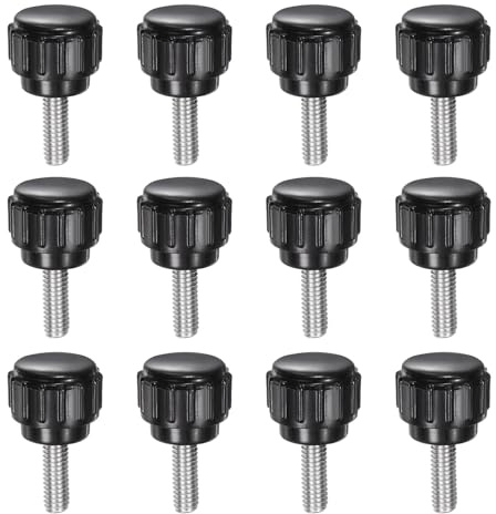 QUARKZMAN 12 stycken räfflade skruvar med gänga M4 x 12 mm x 14 mm rund huvudskruv rostfritt stål 304 runda handtagsbultar klämknappar 14 mm handknappar tumskruvar spännskruv för industri maskin