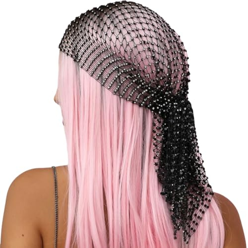 KOLZEMV trass Mesh Headpiece Cap, huvudsmycken, kristallklaff huvudkedja, 20-tal Bling, pärlmössa, pannband, brudfest, hårtillbehör för kvinnor, flickor, party nattklubb