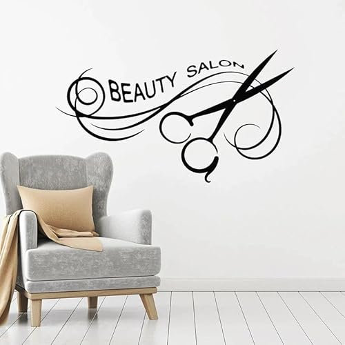 Decalcomania da parete per salone di bellezza, parrucchiere, barbiere, strumenti per la decorazione di interni, forbici per porte e finestre, adesivi in vinile, carta da parati creativa 57 x 32