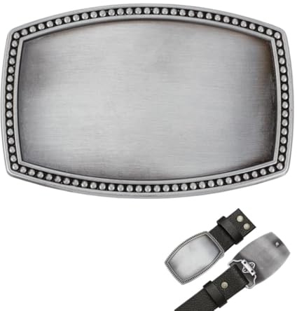 BENECREAT ersättningsbältesspänne vintage bältesspänne västerländsk cowboy spännen gjord av legering blank rem topp med nål lämplig för breda band, Antikt silver, 85x57.5x12mm