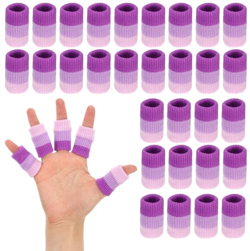 Tucnoeu 30pcs Crochet Finger Protectors,1.57in Breathable Elastic Crochet Finger Guard, Soft Compression Fingers Sleeves for Crocheting, Writing, Craft Use