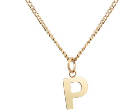 Halskette mit Buchstabe in Gold mit 18 Karat Vergoldung I Buchstabenkette für Damen I Persönliches Geschenk I Goldene Kette mit Letter Anhänger (P) - Valentinstag-Geschenk für Sie und Ihn