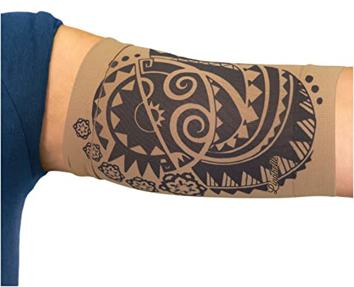 Linphelle Protector PICC Brazo en Microfibra - Cubre PICC Line Transpirable y Cómodo, Ideal como Protector Cateter Picc, Medidor De Glucosa, Tattoos y Heridas, Geometrías Musicales, Tamaño Grande
