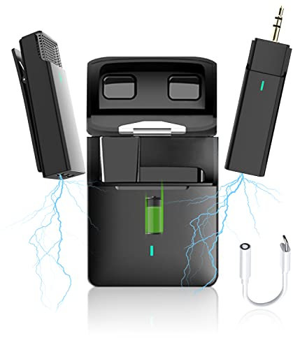 tenlamp Kabelloses Mikrofon, 2.4GHz Kabellos Ansteckmikrofon System, Plug & Play, Ansteckmikrofon mit Geräuschunterdrückung, Lavalier Funkmikrofon für Videoaufzeichnung YouTube Podcast Facebook
