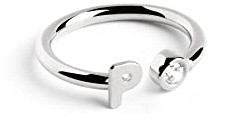 SINGULARU - Bague personnalisée Letter Spark Plata. Ajustable. Argent 925 avec finition plaqué rhodium. Taille unique. Bijoux pour femme. Lettre P