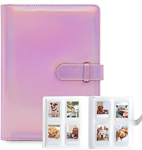 128 fickor mini fotoalbum för Fujifilm Instax minikamera, polaroid tryckknapp, Z2300, SocialMatic Instant Camera & Zip Instant Printer (magisk rosa)