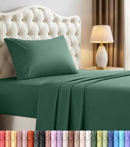 Utopia Bedding Twin Sheet Set – 3 Piece Bed Sheets for Twin Size Bed, Soft and Breathable Microfiber, Includes 1 Fitted Sheet, 1 Flat Sheet and 1 Pillowcase – Oeko Tex (Emerald Green)