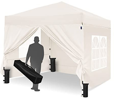 Gazebo, Leadyeah Pop Up Gazebo with Sides, Folding Camping Gazebo 2.5x2.5, Heavy Duty Gazebo Tent, Fully Waterproof, 50+UV Protection for Camping, Party - Beige