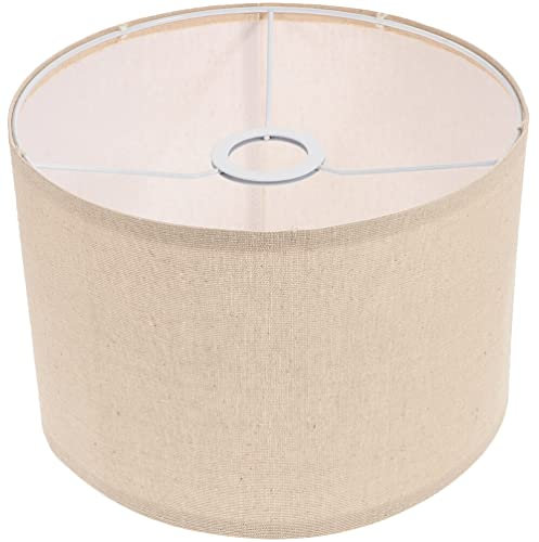 Warmhm Lampenschirme, Tischlampe, Mittelgroßer Trommelschirm, Stehlampenschirm, Naturleinen, Böhmischer Trommelschirm für E27, Beige