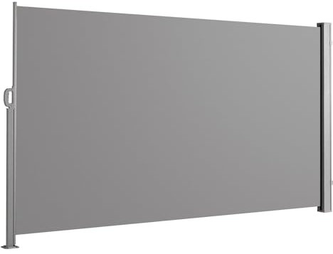 SVITA Seitenmarkise ausziehbar Sichtschutz Balkonmarkise Sichtschutz Sonnenschutz UV50+Terrasse 300x160cm Hellgrau