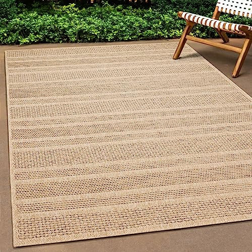 Teppich-Traum Außenteppich Outdoorteppich Jute-Look robust modern wetterfest Balkon Terrasse Garten 160x230 cm