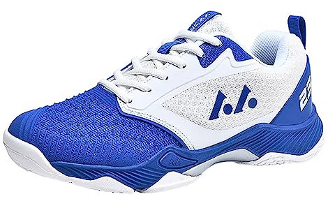 JiuQing Chaussures De Badminton Hommes Baskets De Tennis De Table Respirantes Antidérapantes Chaussures De Sport D'entraînement Croisé,Bleu,42 EU