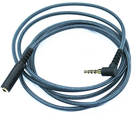 ABLET 3,5 mm hörlurs-förlängningskabel, TRRS ljudstereokabel, högervinklad 4-polig kontakt till hona, mikrofonkompatibel, 1,5 m