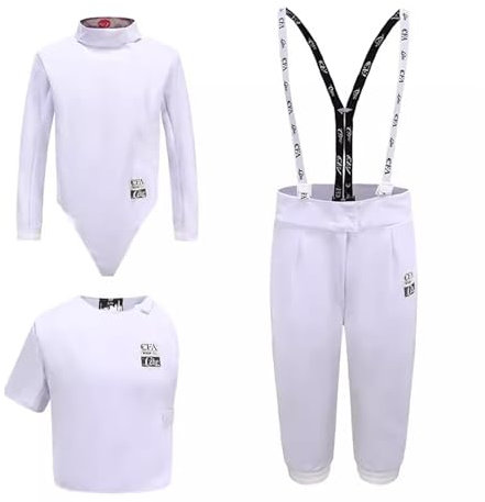 KXJPIZIYB 3-teiliger Fechtanzug für Linkshänder, 350N, Weste/Hose/Jacke, Fechtschutzuniform, für Florett/Degen/Säbel, Fechtausrüstung(54#)