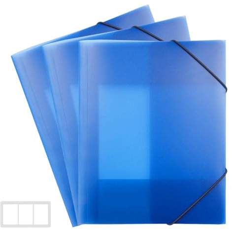 FRETONBA Blauer Ordner 3er-Pack. Postmappe a4 Schule, Sammelmappe 3 Stück, Eckspannermappe Elastische Bandbefestigung, Schnellhefter PP-Material Robust und Langlebig, Dokumentenmappe