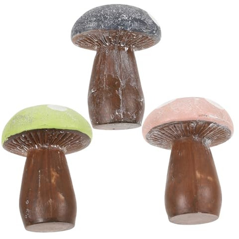 OFFSCH 3pièces Figurines De Champignons Résine pour Décoration De Jardin Ornements De Champignons Colorés pour Intérieur Et Extérieur Décorations Charmantes pour Espaces Verts Et