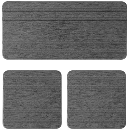 Zephylix Lot de 3 plateaux d'évier en pierre de diatomite absorbant l'eau, plateau de comptoir à séchage rapide pour plantes et articles de toilette, gris foncé