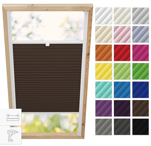 Estika Tenda plissettata per finestra da tetto Fakro con foratura - Modello: 78/98 - Colore del tessuto: Cioccolato - per interni, protezione solare