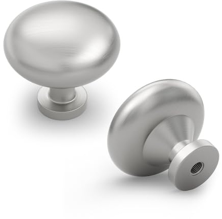 LONTAN 6 pomos de muebles plateados, redondos, de aluminio, pomos modernos para armarios, cajones, cómodas, un agujero para muebles, armarios