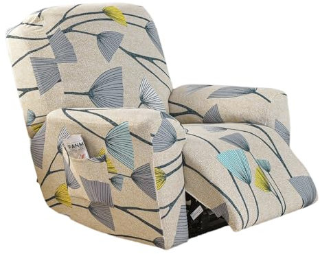 EBETA Fundas para sillones de 4 Piezas Funda elástica para sillones de Relax, Capuchas para sillón, Elástico Funda para sillón reclinable (Diente de león)