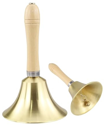 WOUYTPE Campanillas de Metal, Campana de Mano con Mango, Campanas Navideñas, Adecuado para Decoraciones Navideñas, Servicios Hoteleros, Recepciones de Banquetes y Adiestramiento de Mascotas