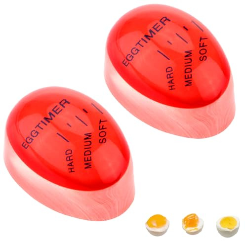2 Piezas Temporizador de Huevos Cocidos, Suave/Medio/Duro Cambiar Color de Huevos Temporizados, Reutilizable Temporizador Huevos Cocidos, Egg Timer, Minuteur pour Oeuf