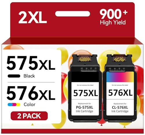 PG-575XL CL-576XL Replacement for Canon 575 576 Ink Cartridges for Pixma TR4755i TR4750i TR4700 TS3550i TS3551i TS3750i TS3751i TS3752i TR4751i TR4756i (1 Black 1 Colour)