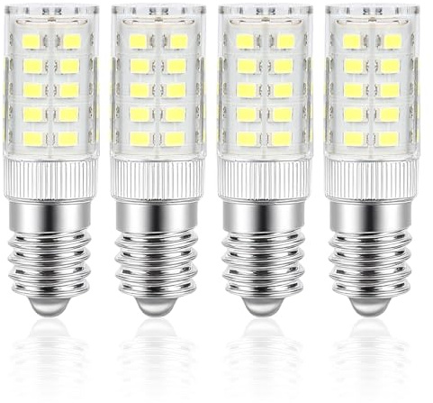 Vakler Lot de 4 Ampoule LED réfrigérateur E14, 3W Équivalent 30W Halogène 330 Blanc froid 6000K Petit culot à vis lampe LED 15.000h de Durée de Vie pour Frigo Machine à Coudre Hotte Lampe de Sel