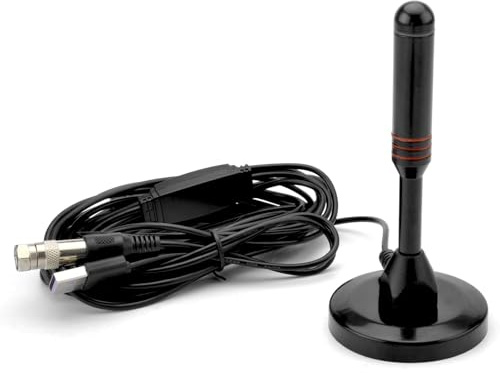 Antenne numérique DVB-T2 pour téléviseur, antenne TV intérieur puissante, antenne TNT intérieur réception à 360 ° – avec Pied magnétique – Prend en Charge Les canaux HD 4K et Tous Les appareils TV