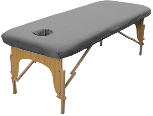 GAOUTO överdrag för massagesäng: 80 x 190 cm dra-på-överdrag för massagesäng oljeresistent, tvättbart skönhetspåslakan med hål, elastiskt massagebord överdrag för sminkbord, spa, terapibänkar (grå)