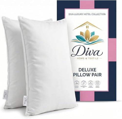 Diva Home & Textile Hotel Quality Pillows 2 Pack Soft Bed Pillow Side Sleeper, Bounce Back, White Neck Pillow Supportive and Comfortable All Night Long Hypoallergenic Machine Washable