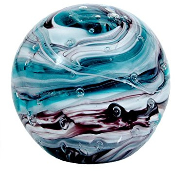 Pfronten Traumkugel 240 (6cm) blau, weiß, schwarzer Wirbel - Glaskugel, Briefbeschwerer