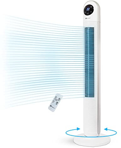 PureMate Tower Fan, 43 Oscillating Tower Fan with 3 Cooling Fan Speeds, Large LED Display, 12-Hour Timer, Portable Floor Bladeless Fan for Bedroom Living Rooms Office