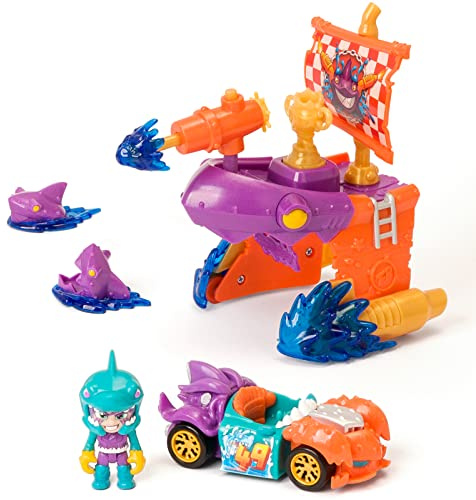 T-RACERS Pirate Shark – Barco pirata con 1 piloto y 1 coche de carrera exclusivo, Pista de coches de juguete, unisex
