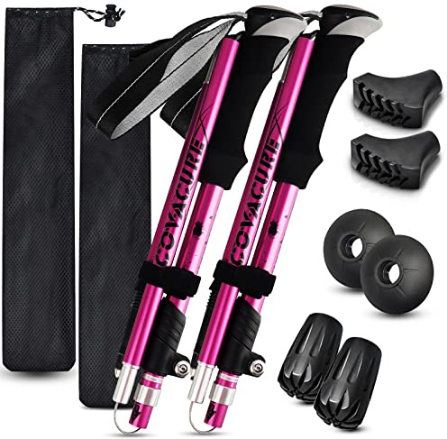 Covacure Hiking Poles Collapsible Trekking Poles - Aluminum Alloy 7075 Walking Sticks with Telescopic & Foldable Tri-fold Design Hiking Gear for Women Men, Camping, Climbing
