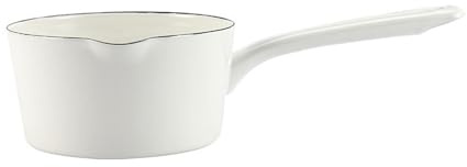 1.2L Milk Pan Milk Pot Tea Coffee Egg Boiling Pot Enamel Milk Pan with Wooden Handle, Nonstick Saucepan Mini Butter Warmer