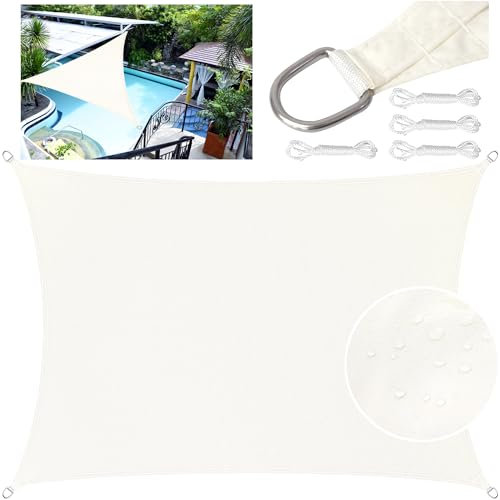 LEcylankEr Vela Ombreggiante Impermeabile, Vela Ombreggiante Anti UV, Tenda a Vela per Esterno, Adatto per Giardini/Terrazze/Piscine (3 * 4M, Bianco)