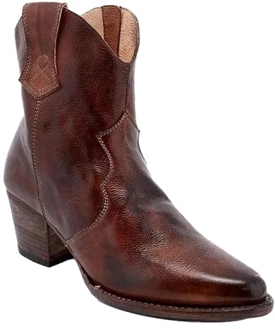 Botines para mujer con tacón, botas de vaquero para mujer, de piel sintética, botas occidentales, botas de vaquero, botas de mujer, con cremallera, botas de piel de caña corta, botines de tobillo
