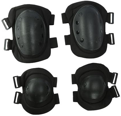 SagaSave Ensemble de genouillères et coudières tactiques 4 en 1 pour l'extérieur, équipement de protection pour jeux de paintball et sports extrêmes (noir)