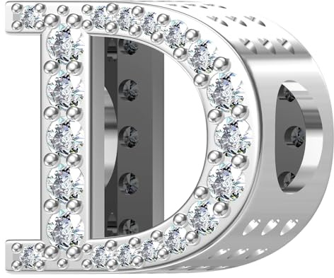 ChenYuTe 925 sterlingsilver bokstavsberlocker A~Z 5A zirkon bokstäver berlocker pärla alfabet berlock kompatibel med europeiska armband och halsband, Sterlingsilver, Kubisk zirkonia