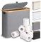 efluky 28L Toilettenpapier Aufbewahrung Korb mit Deckel, Bambus Toilet Paper Organizer Badezimmer Organizer, Klopapier Aufbewahrung für 9-12 Rollen Klopapier, Perfekt für Enge Räume (Grau)