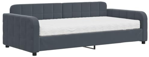 vidaXL Tagesbett, Schlafsofa mit Matratze, Bettsofa Gästebett mit Lattenrost, Sofa Bett für Schlafzimmer Wohnzimmer, Dunkelgrau 100x200 cm Samt