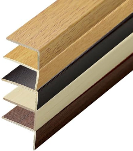 WXGMP L-formad Trappkantprofil 120cm Halkfri Trappkant Av PVC Trappsteg Golvprofil Trappvinkel Trappkantsskydd, Träfibrer(Black,120cm/48in)