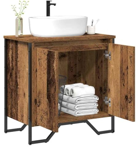 vidaXL Gabinete de Lavabo para Baño Madera Vieja 60 x 35 x 60 cm, Baño Moderno, Armario Rectangular, Mueble Resistente, Almacenamiento Funcional, Lavabo Elegante, Estilo Urbano