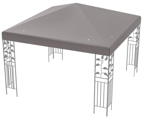 COSTWAY Ersättningstak paviljong 3 x 3 m, paviljongstak, ersättningsöverdrag med kardborreband, stabilt och vattenavvisande enkeltak för trädgårdspaviljong (grå)
