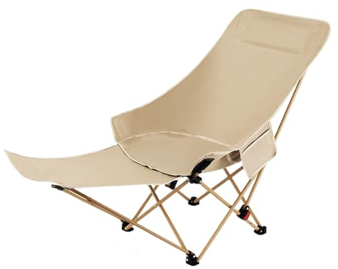 Folding Camping Chair | Foldable Patio Chairs,Lounger Seat Adjustable Height Ergonomic for Lawn Beach Poolside Field Balcony