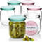 com-four 6x Tarros de Cristal para Conservas con Tapa de Rosca Made with Love en Verde y Rosa - TO Ø 82 mm - 425 ml