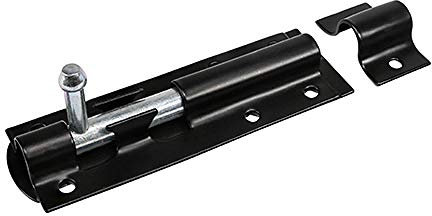 TIMCO Straight Tower Bolt - Black - 3 - Great for securing flush fitting gates and shed doors in a closed position, adding increased security - One bolt in a pack.