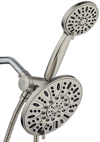 AquaDance 4228 borstad nickel 17,78 cm premium högtryck 3-vägs regnkombo för det bästa av båda världar – njut av lyxigt regn 6-inställnings handhållen dusch separat eller tillsammans duschmunstycke,